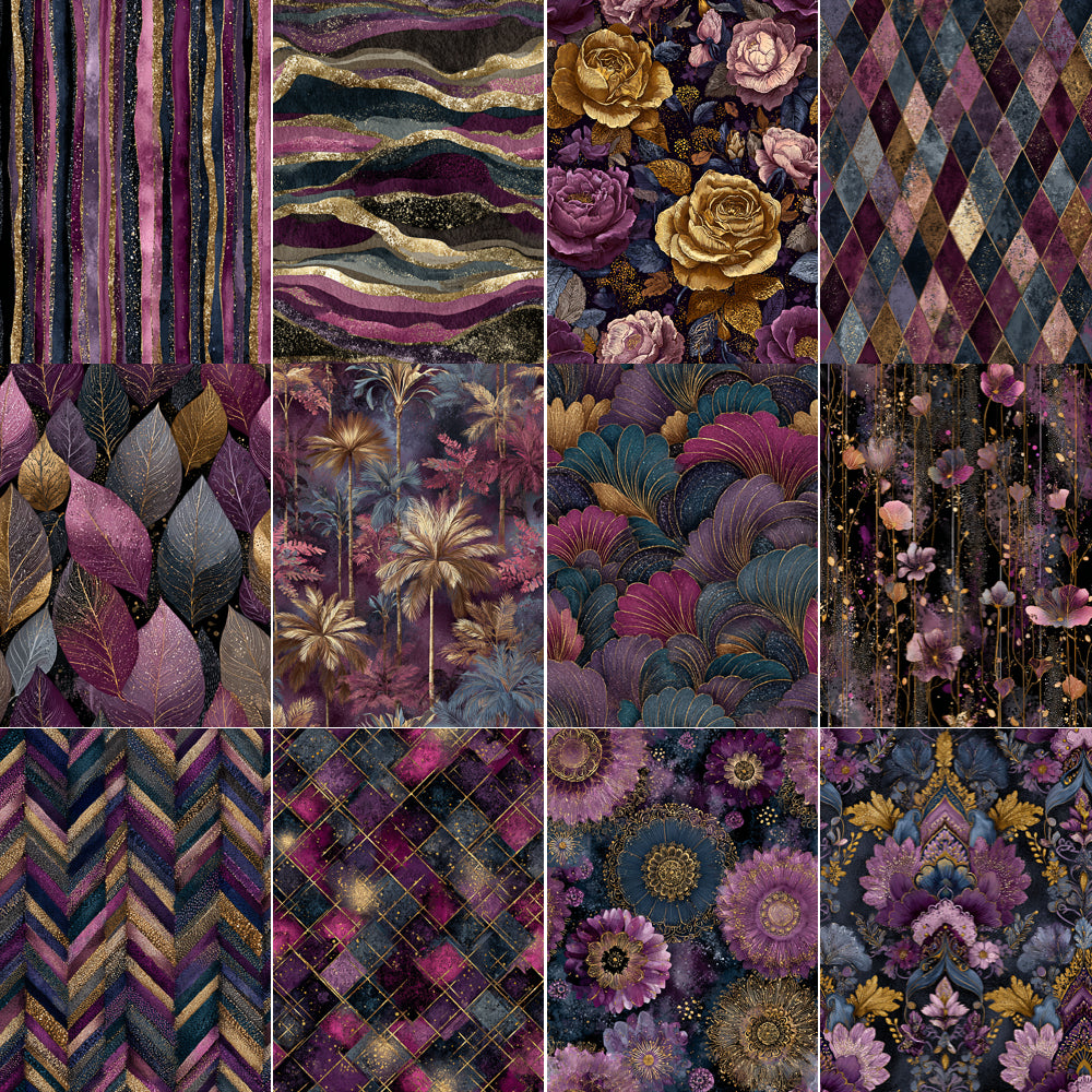 Midjourney V 7 Prompts for Ornate Purple Luxury Seamless Patterns