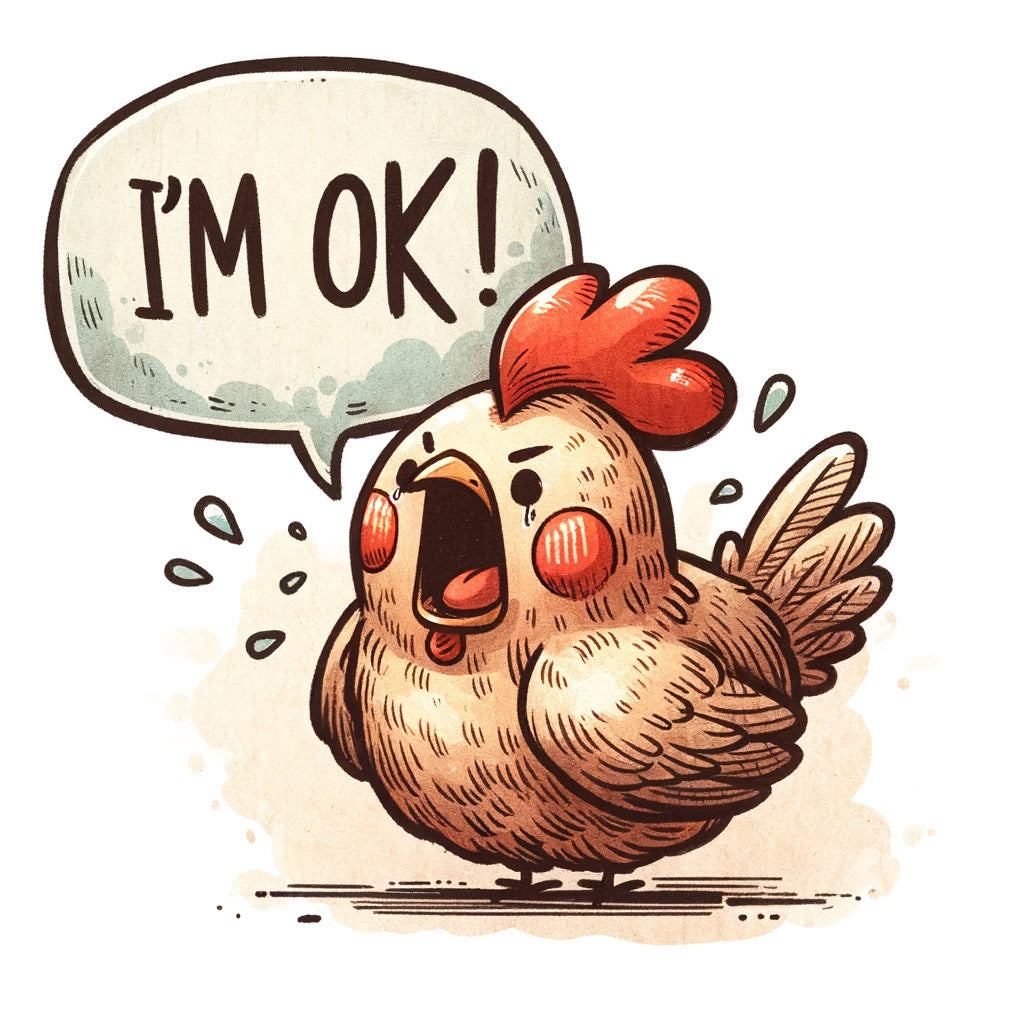 a cute hen with text