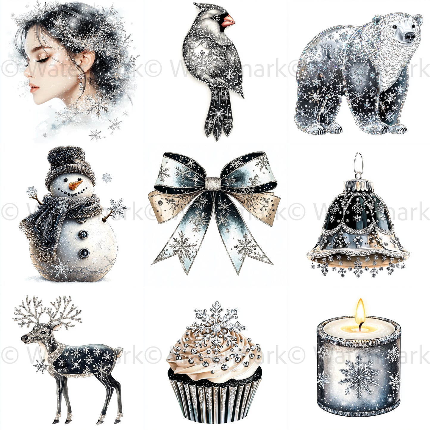 Midjourney Prompts for Moody Christmas Clipart Illustrations