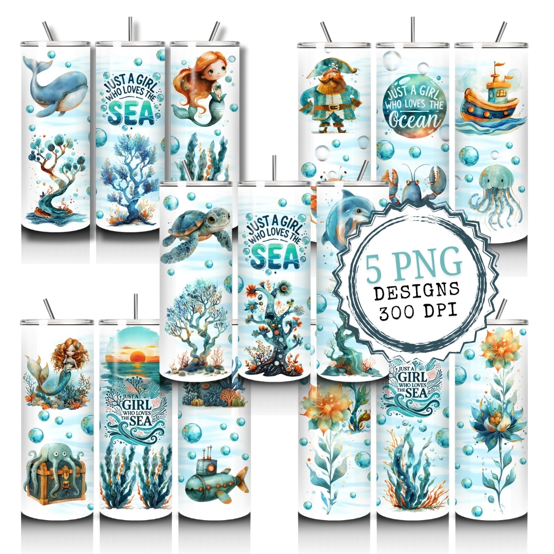 designs Just a girl who loves the sea Wrap for Skinny Tumbler 20 oz, Ocean Lovers