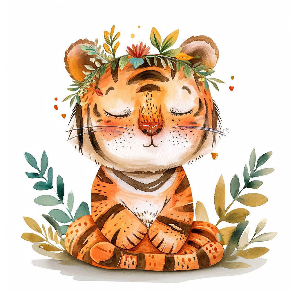a tiger Cute Children's Illustrations Midjourney Prompt v6