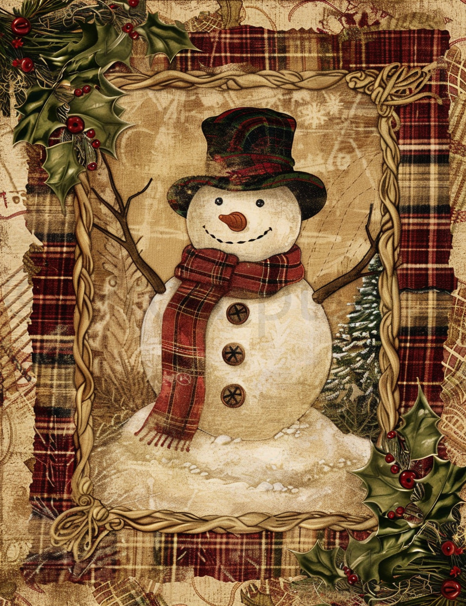 snowman Midjourney Prompts For Christmas Junk Journal Pages