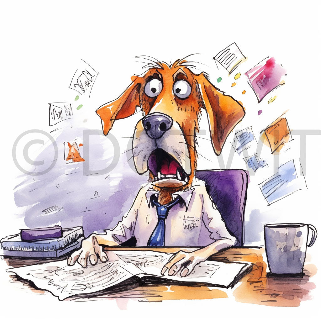 a cute dog Office Funny Illustrations Midjourney Prompt Commercial Use