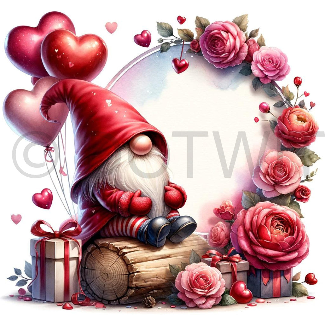 cute gnome in valentines clipart