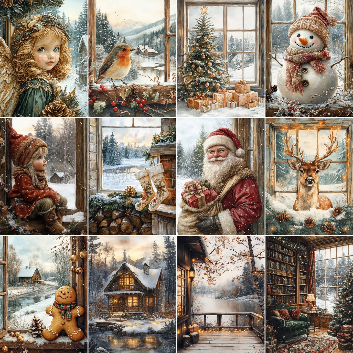 Midjourney Prompts for Christmas Windows Winter Cozy Scenes