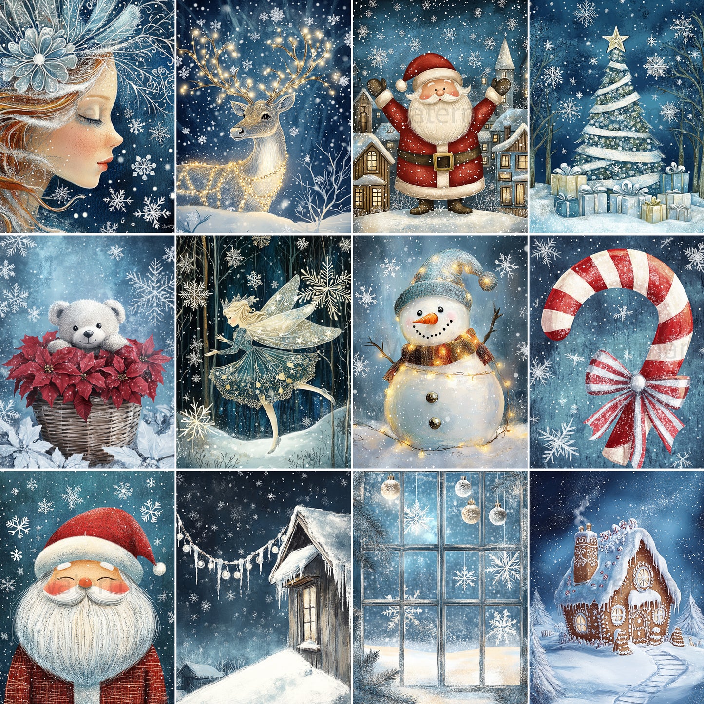 Midjourney Prompts for Silver Winter Night Christmas Papers