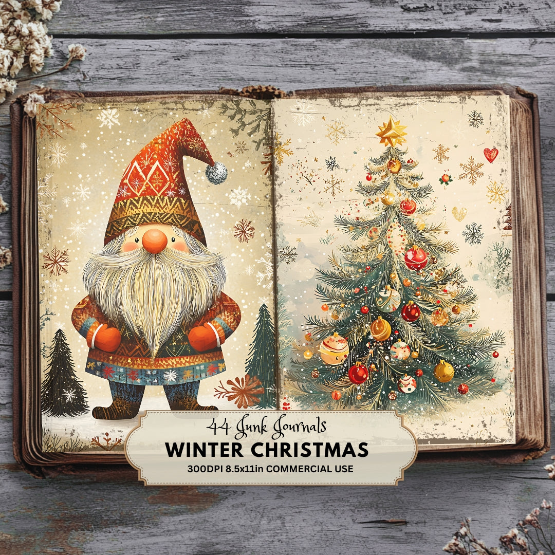 44 Winter Junk Journal Kit | Christmas Printable Pages
