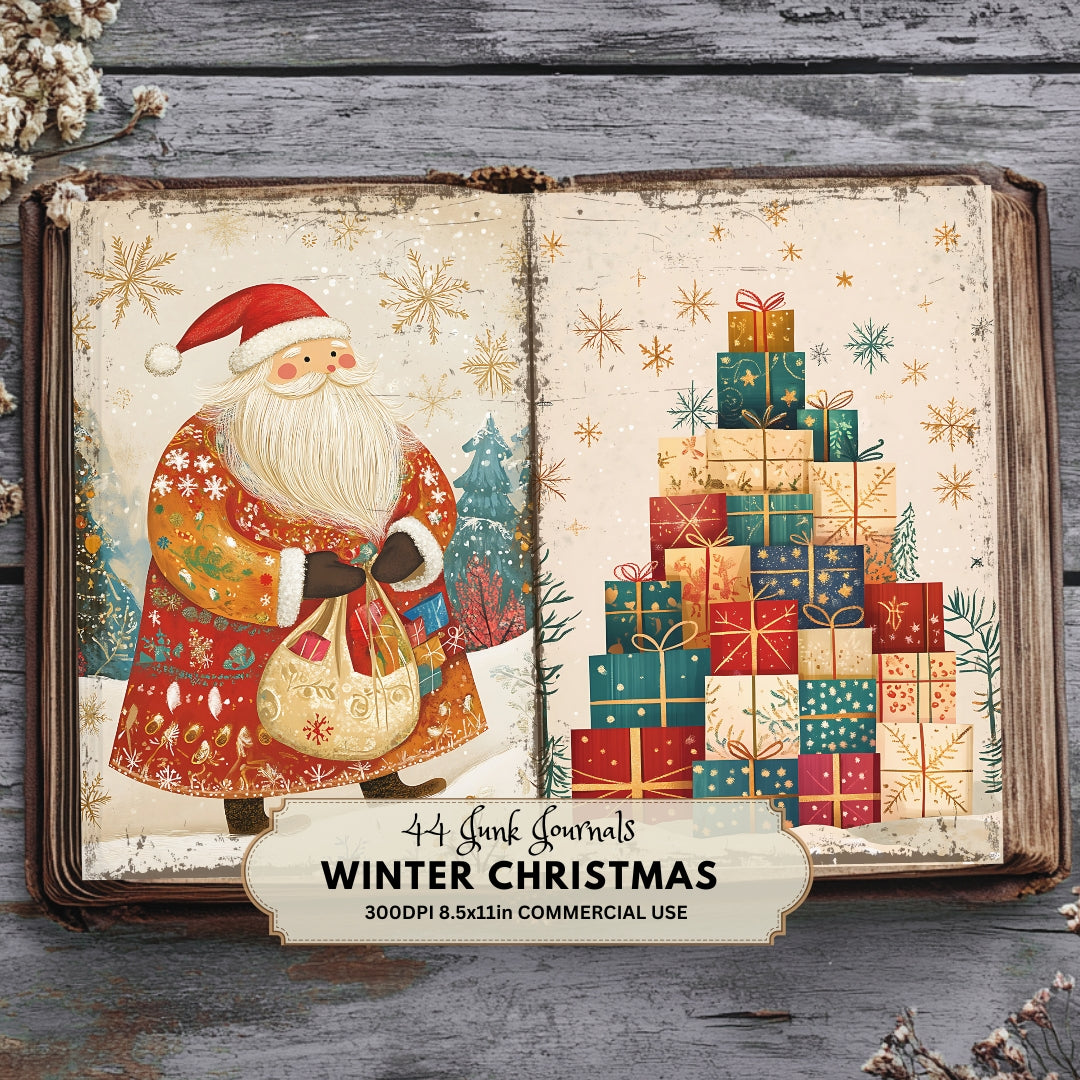 44 Winter Junk Journal Kit | Christmas Printable Pages